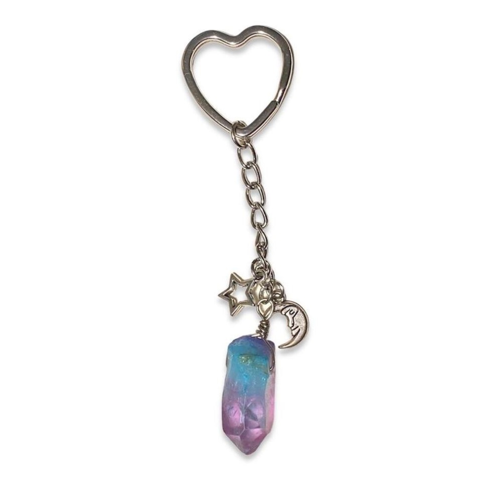 Celestial Quartz Crystal Keychain